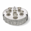 Huge Sterling Silver and Aluminum 3-Tier Seder Plate with Cotton Curtain