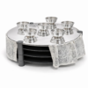 Huge Sterling Silver and Aluminum 3-Tier Seder Plate with Cotton Curtain