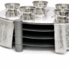 Huge Sterling Silver and Aluminum 3-Tier Seder Plate with Cotton Curtain