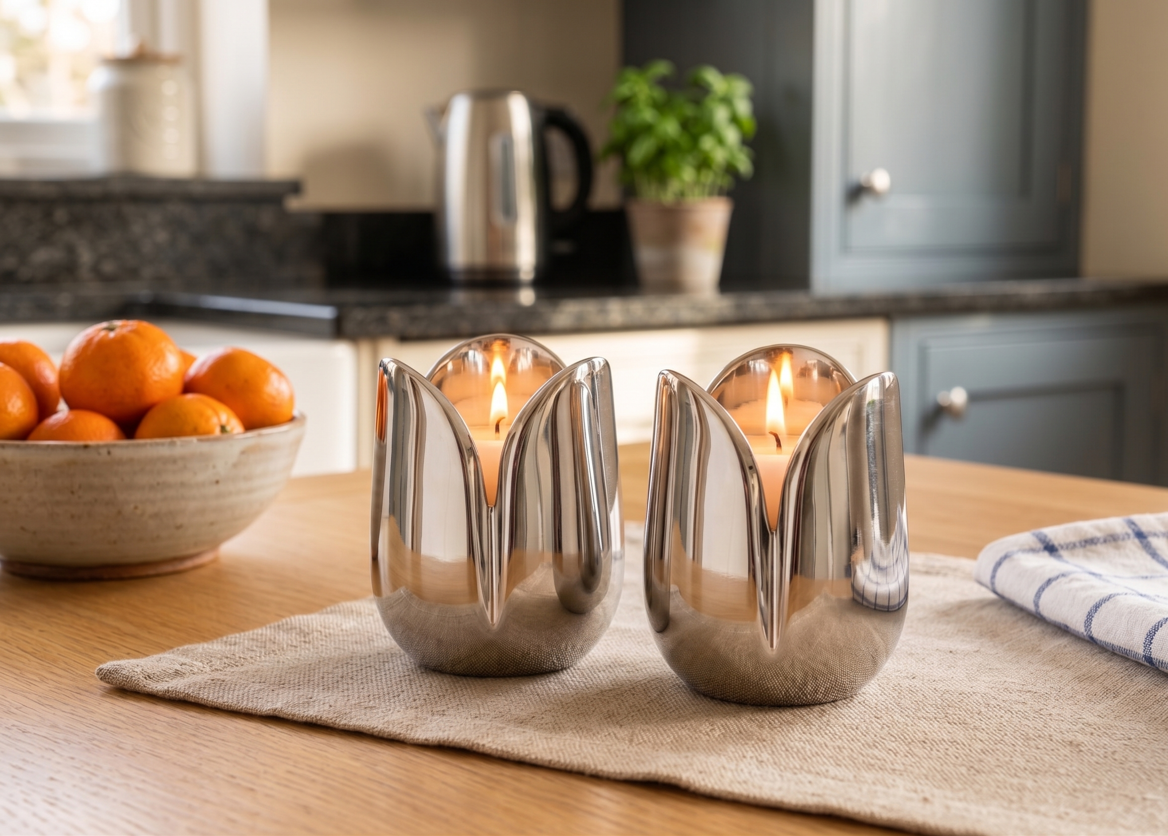 Shiny Flower Travel Shabbat Candlesticks – Maintenance Free