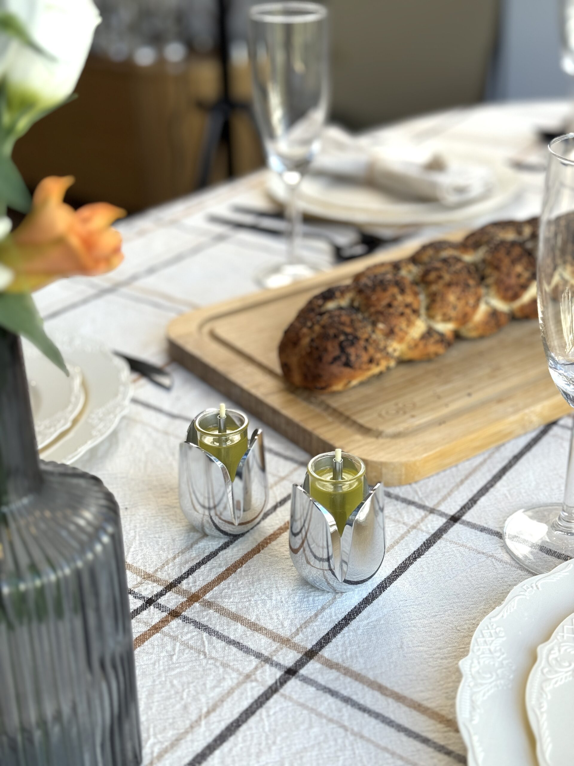 Shiny Flower Travel Shabbat Candlesticks – Maintenance Free