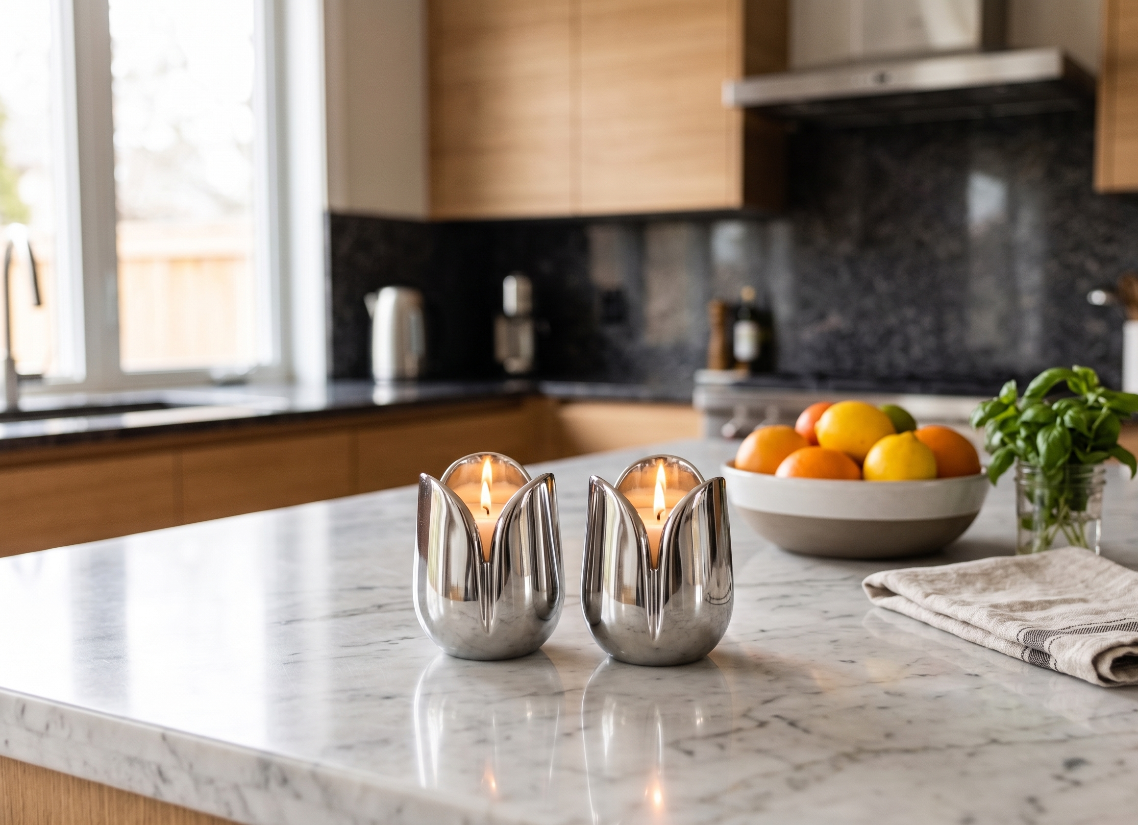 Shiny Flower Travel Shabbat Candlesticks – Maintenance Free