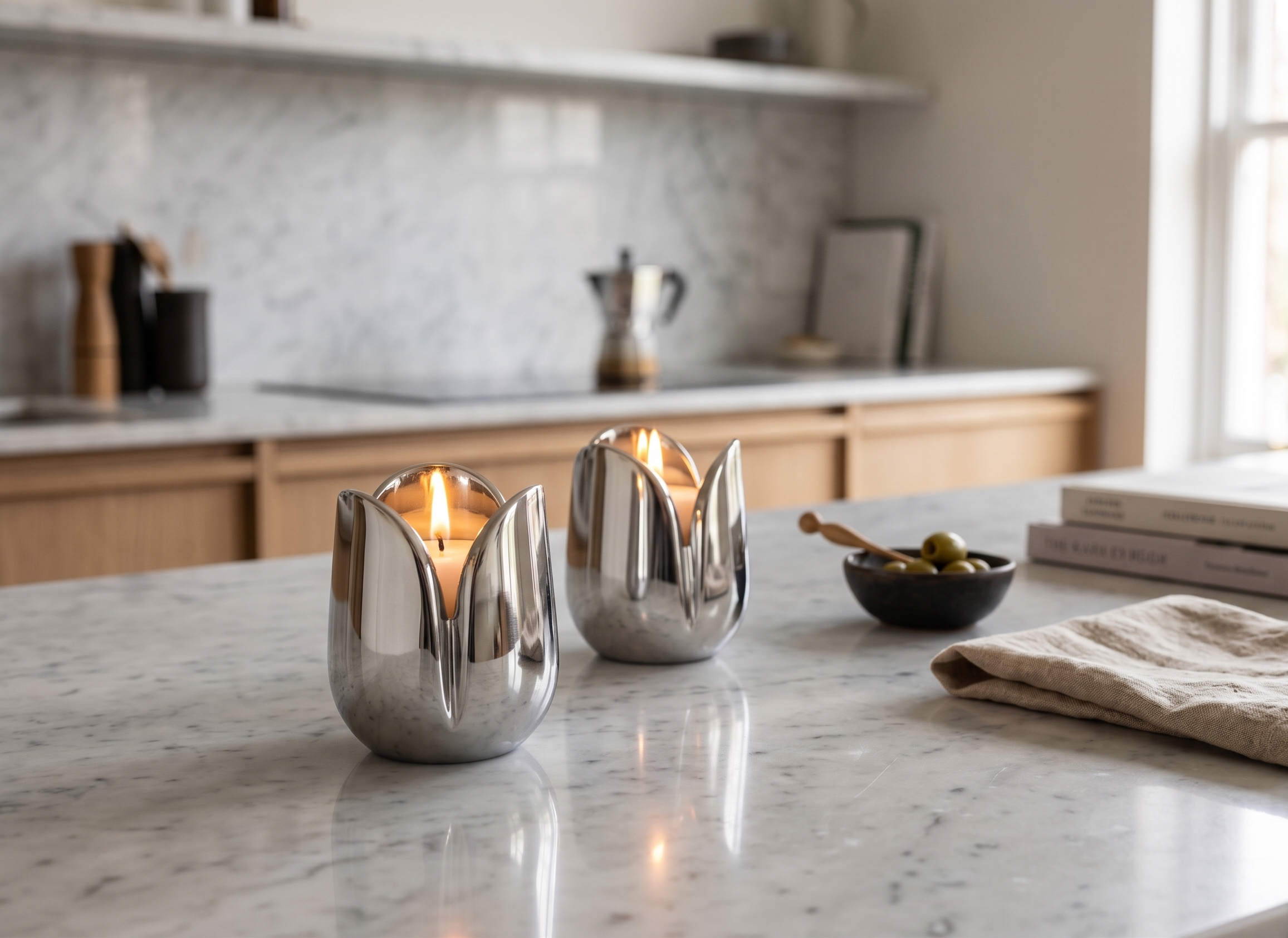 Shiny Flower Travel Shabbat Candlesticks – Maintenance Free