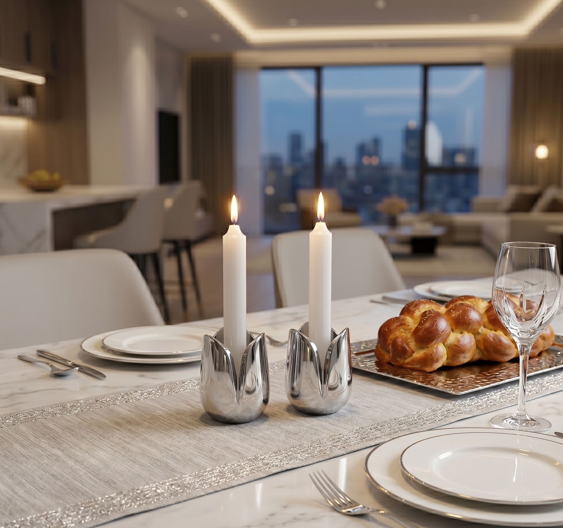 Shiny Flower Travel Shabbat Candlesticks – Maintenance Free