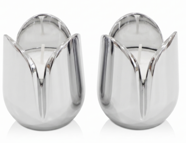 Shiny Flower Travel Shabbat Candlesticks – Maintenance Free