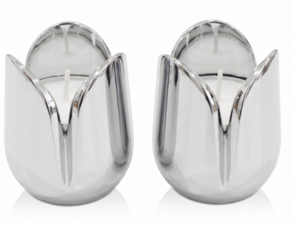 Shiny Flower Travel Shabbat Candlesticks – Maintenance Free