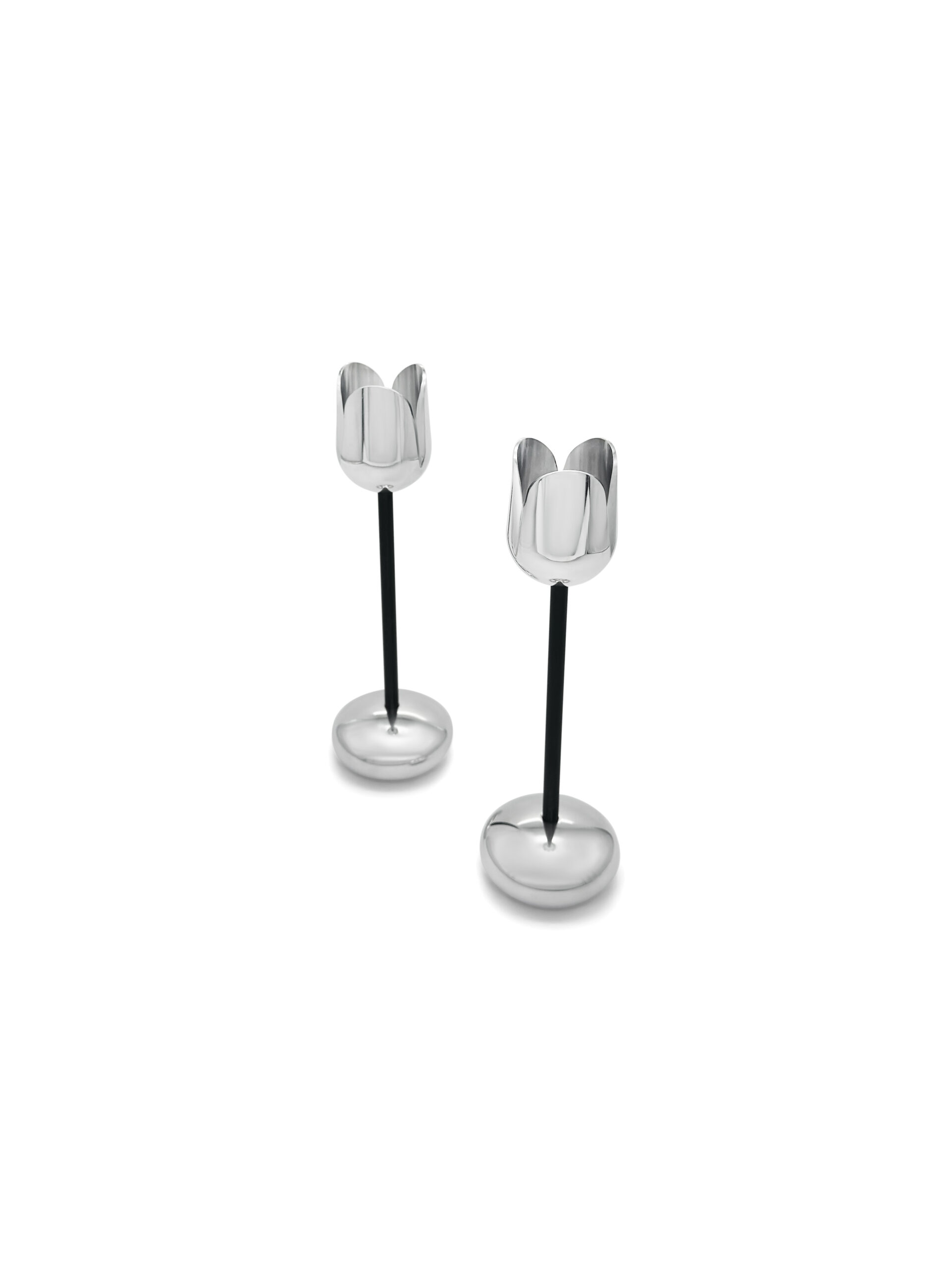 Silver and Gold Coated Tea Light Candle Holders with Open Petal Flower