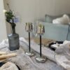 Silver and Gold Coated Tea Light Candle Holders with Open Petal Flower