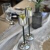 Silver and Gold Coated Tea Light Candle Holders with Open Petal Flower