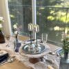 Silver and Gold Coated Tea Light Candle Holders with Open Petal Flower