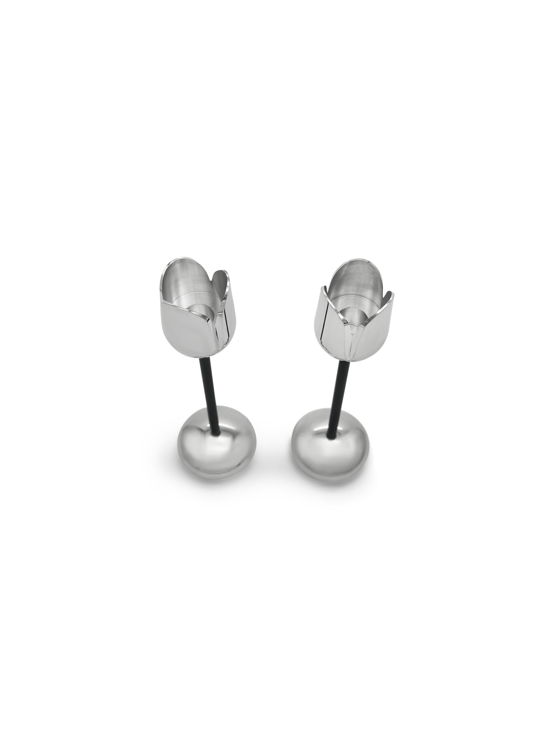Silver and Gold Coated Tea Light Candle Holders with Open Petal Flower