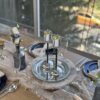 Silver and Gold Coated Tea Light Candle Holders with Open Petal Flower