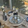 Silver and Gold Coated Tea Light Candle Holders with Open Petal Flower