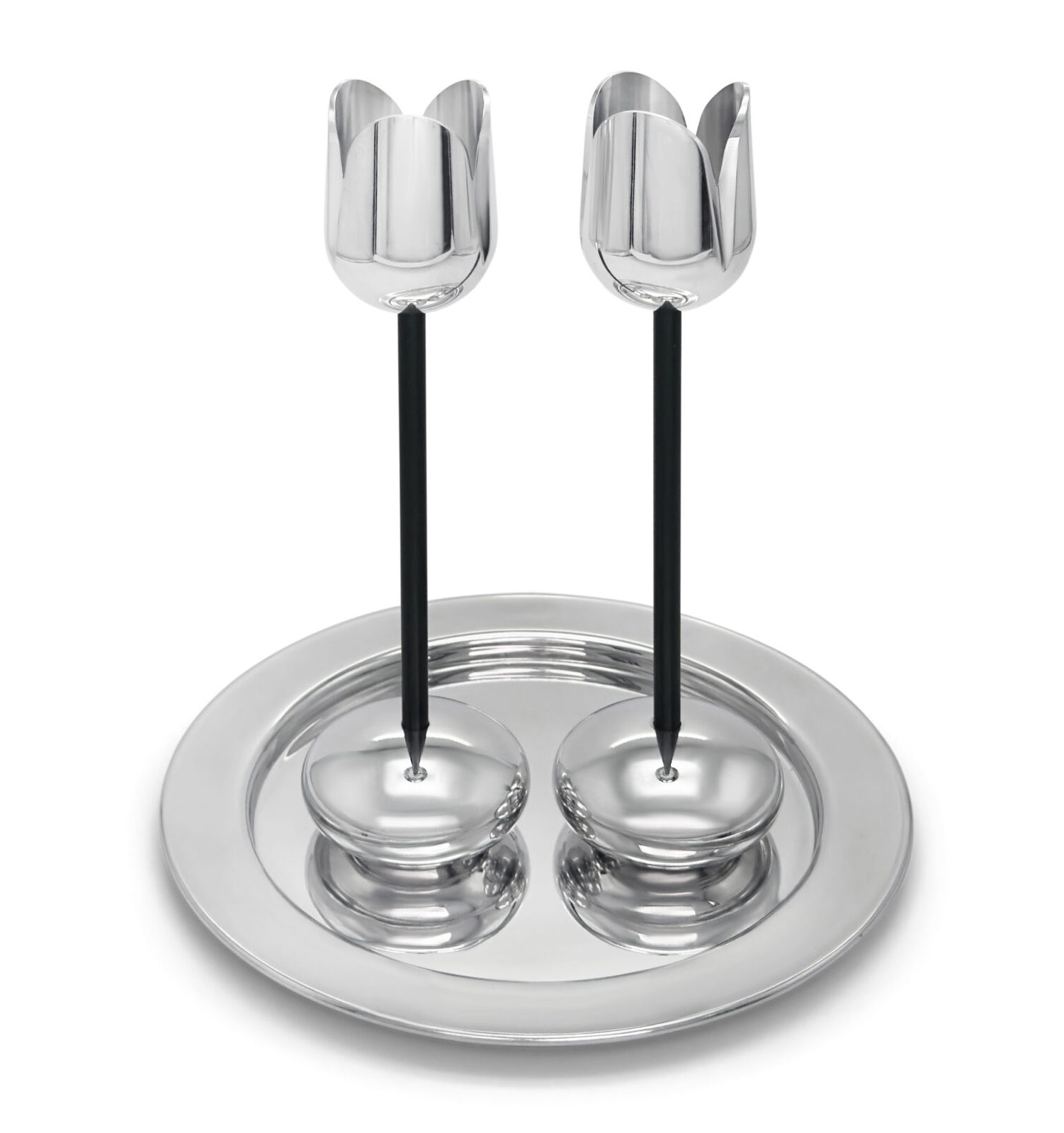 Silver and Gold Coated Tea Light Candle Holders with Open Petal Flower