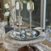 Silver and Gold Coated Tea Light Candle Holders with Open Petal Flower