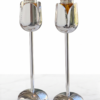 Silver and Gold Coated Tea Light Candle Holders with Open Petal Flower