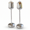 Silver and Gold Coated Tea Light Candle Holders with Open Petal Flower