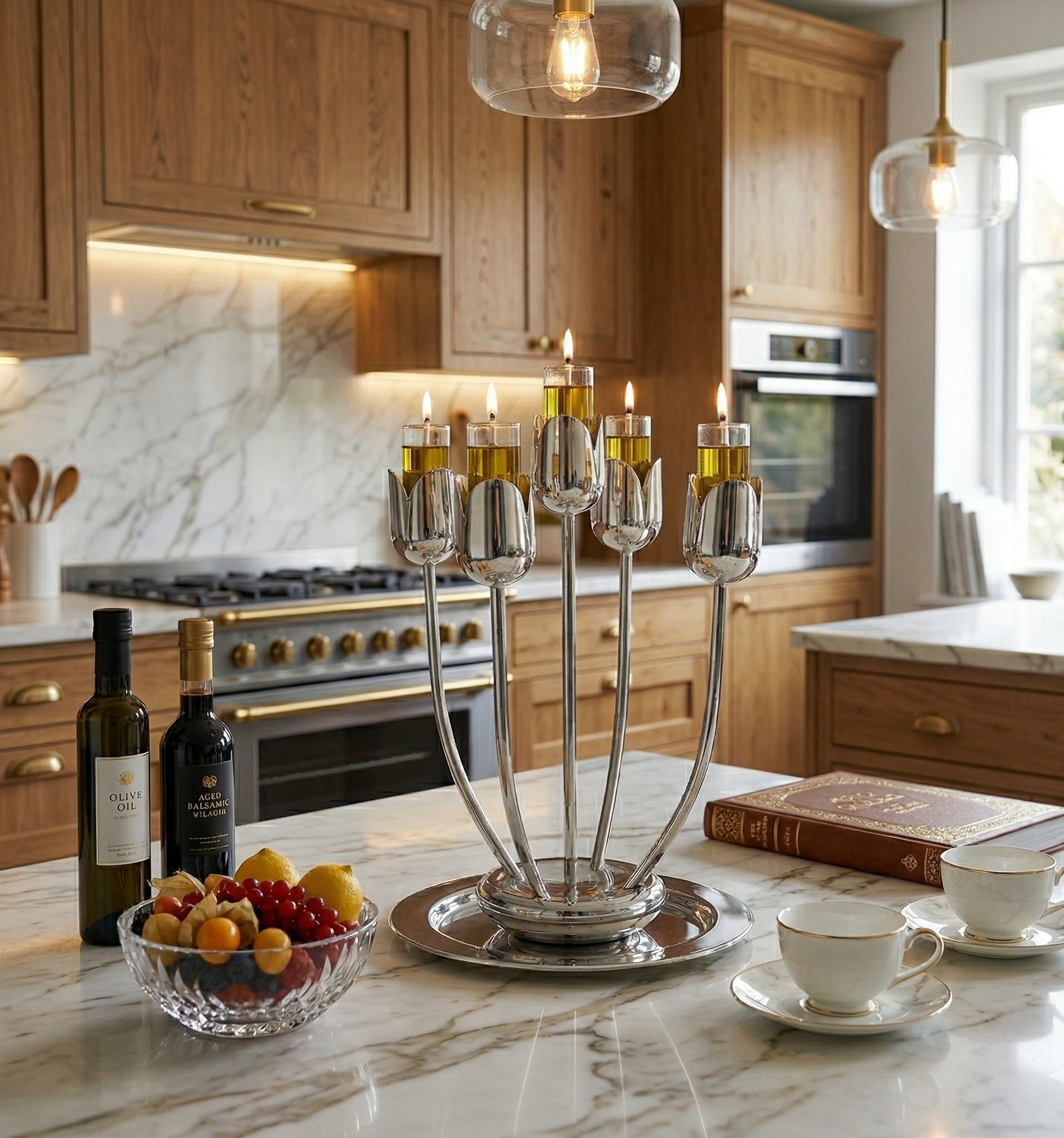 Shine Silver Tulip Candelabra From Aluminum That Non-Tarnish