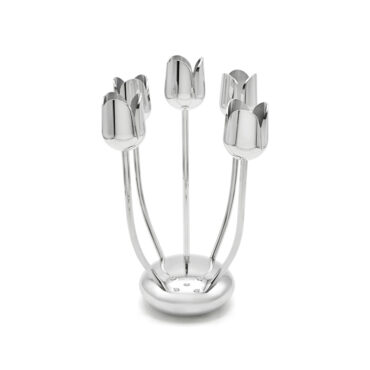 Shine Silver Tulip Candelabra From Aluminum That Non-Tarnish