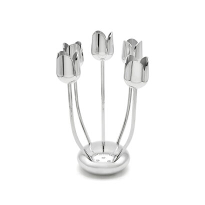 Shine Silver Tulip Candelabra From Aluminum That Non-Tarnish
