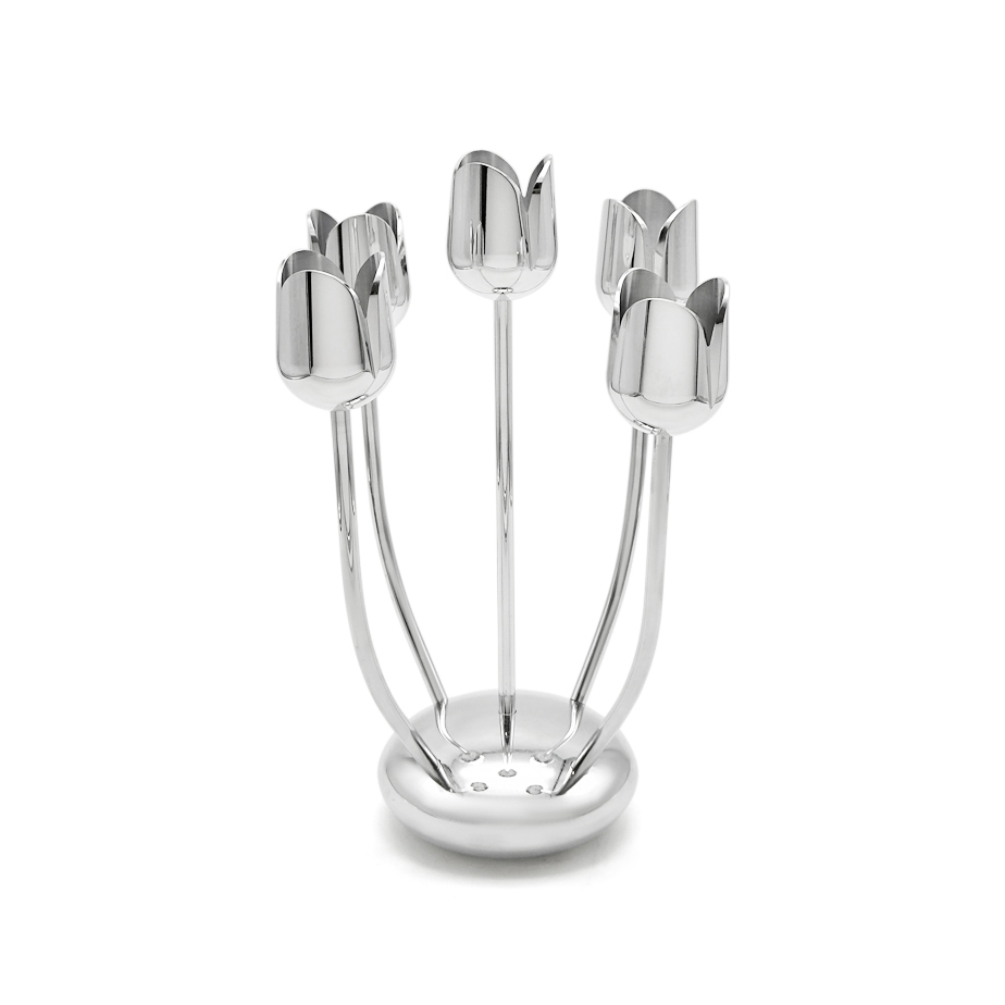 Shine Silver Tulip Candelabra From Aluminum That Non-Tarnish
