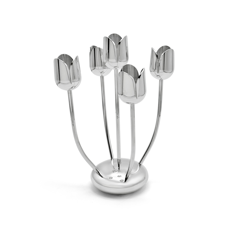 Shine Silver Tulip Candelabra From Aluminum That Non-Tarnish