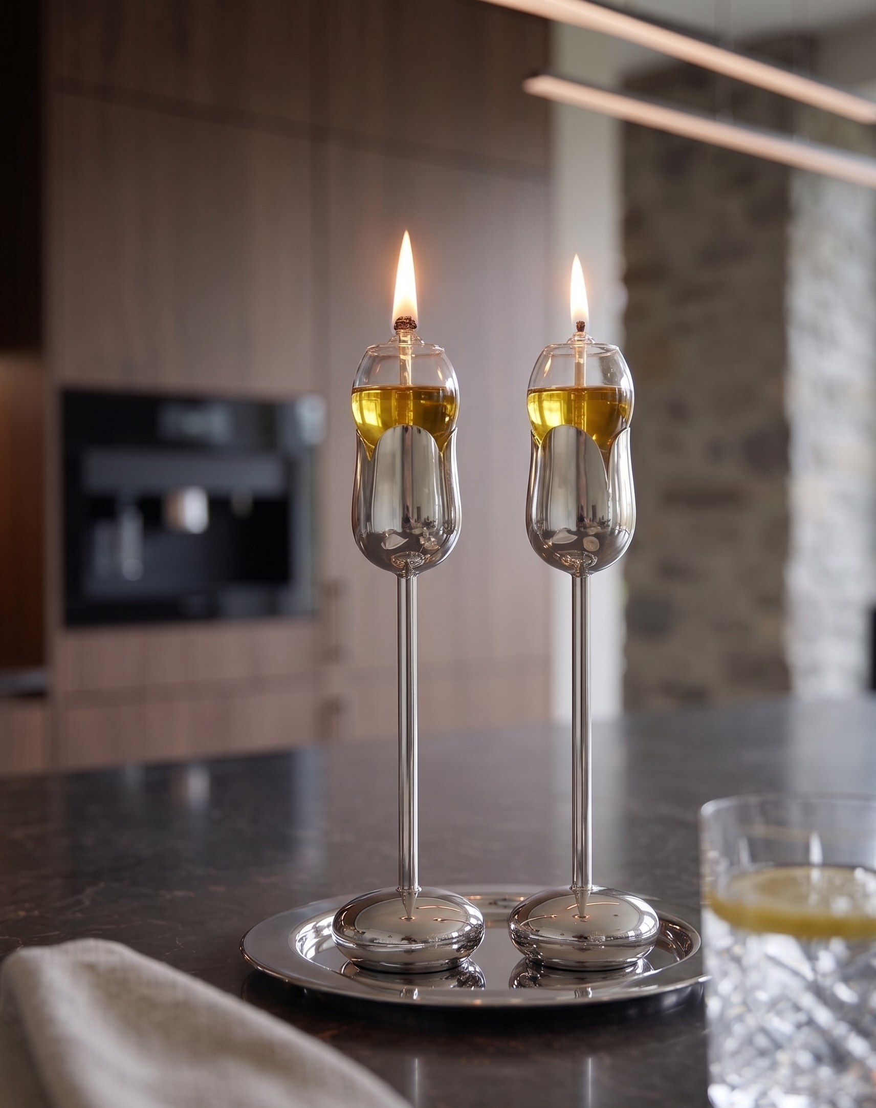 Silver and Gold Coated Tea Light Candle Holders with Open Petal Flower
