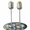 Silver and Gold Coated Tea Light Candle Holders with Open Petal Flower