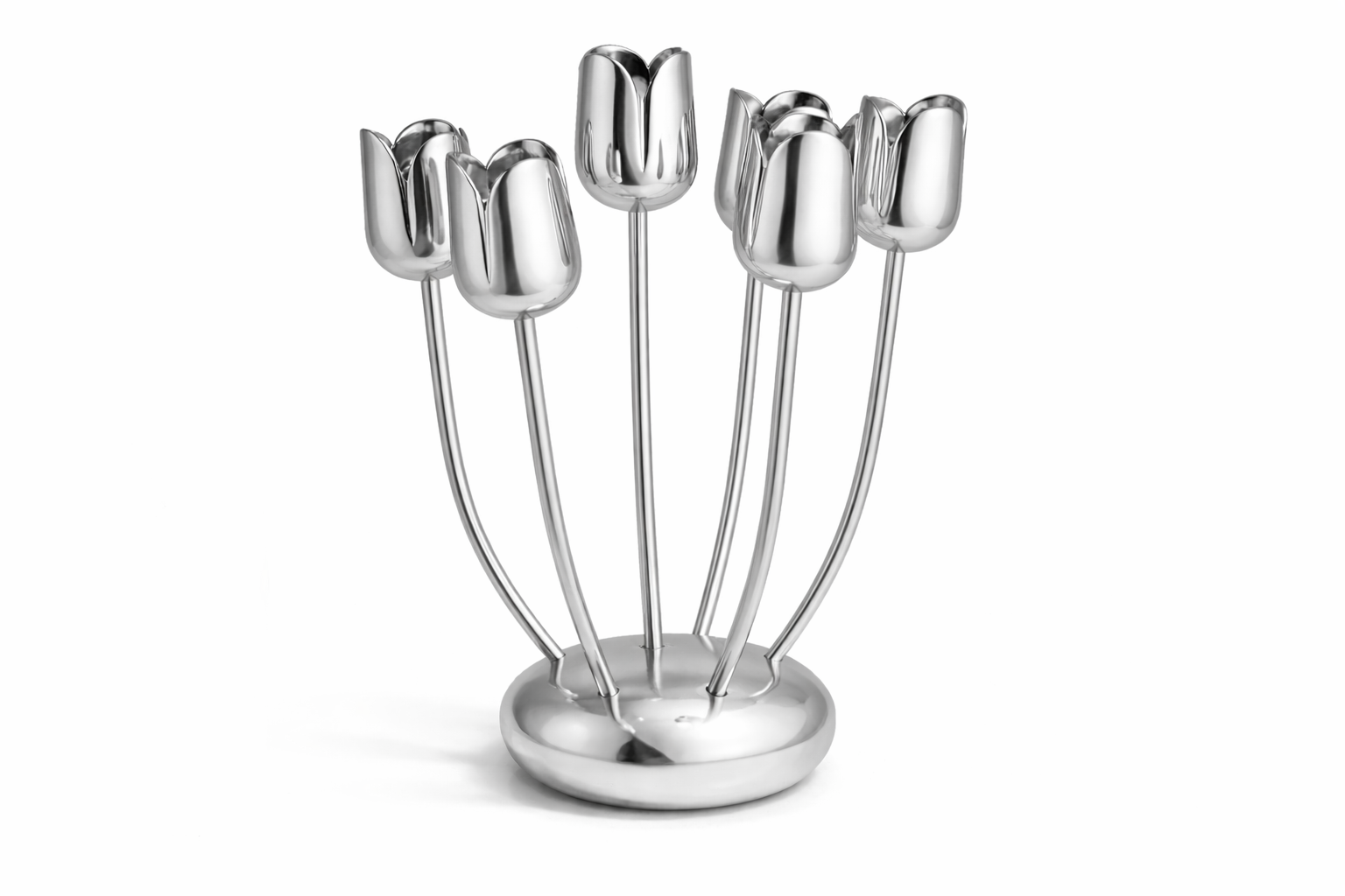 Shine Silver Tulip Candelabra From Aluminum That Non-Tarnish