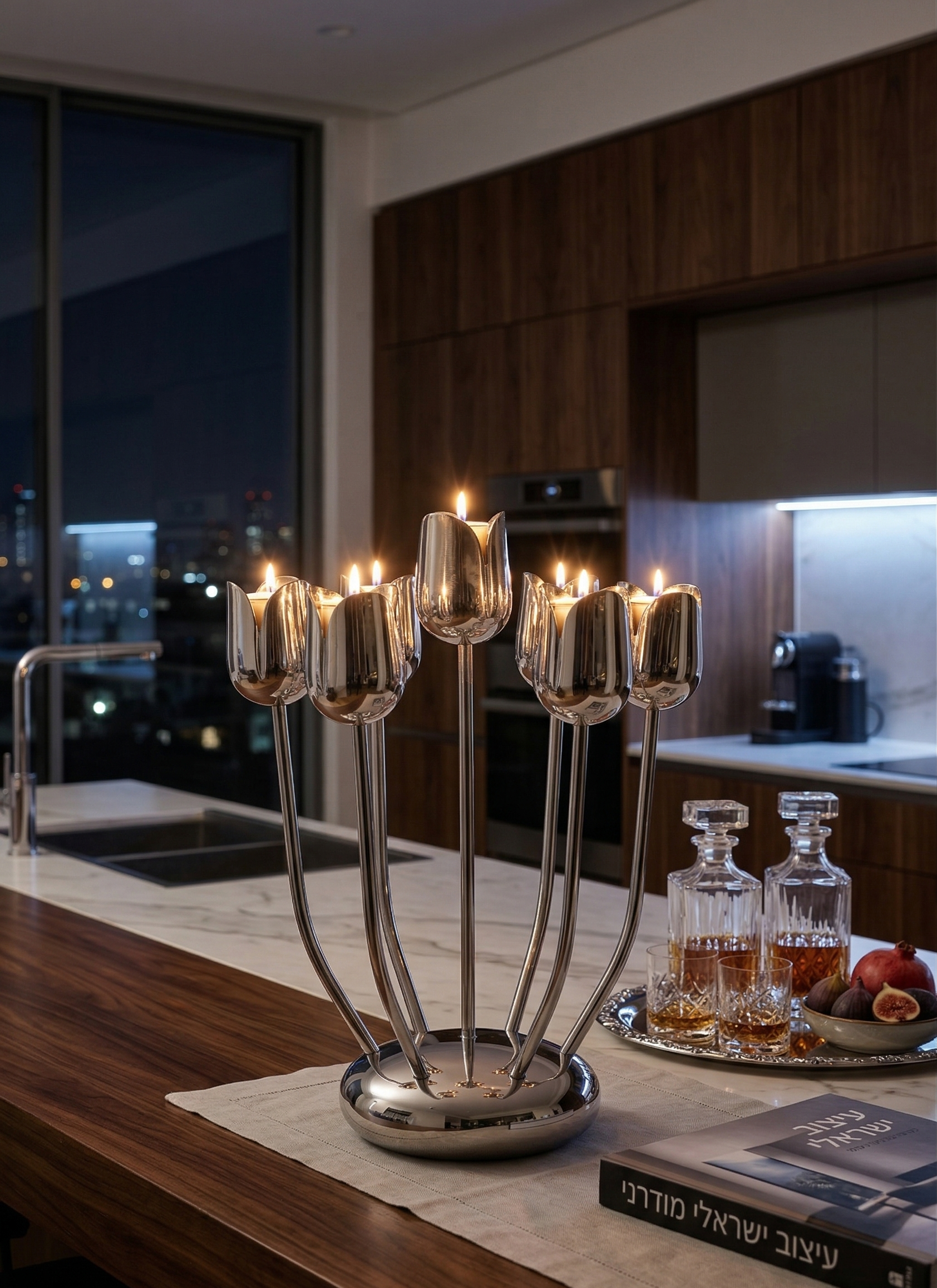 Shine Silver Tulip Candelabra From Aluminum That Non-Tarnish