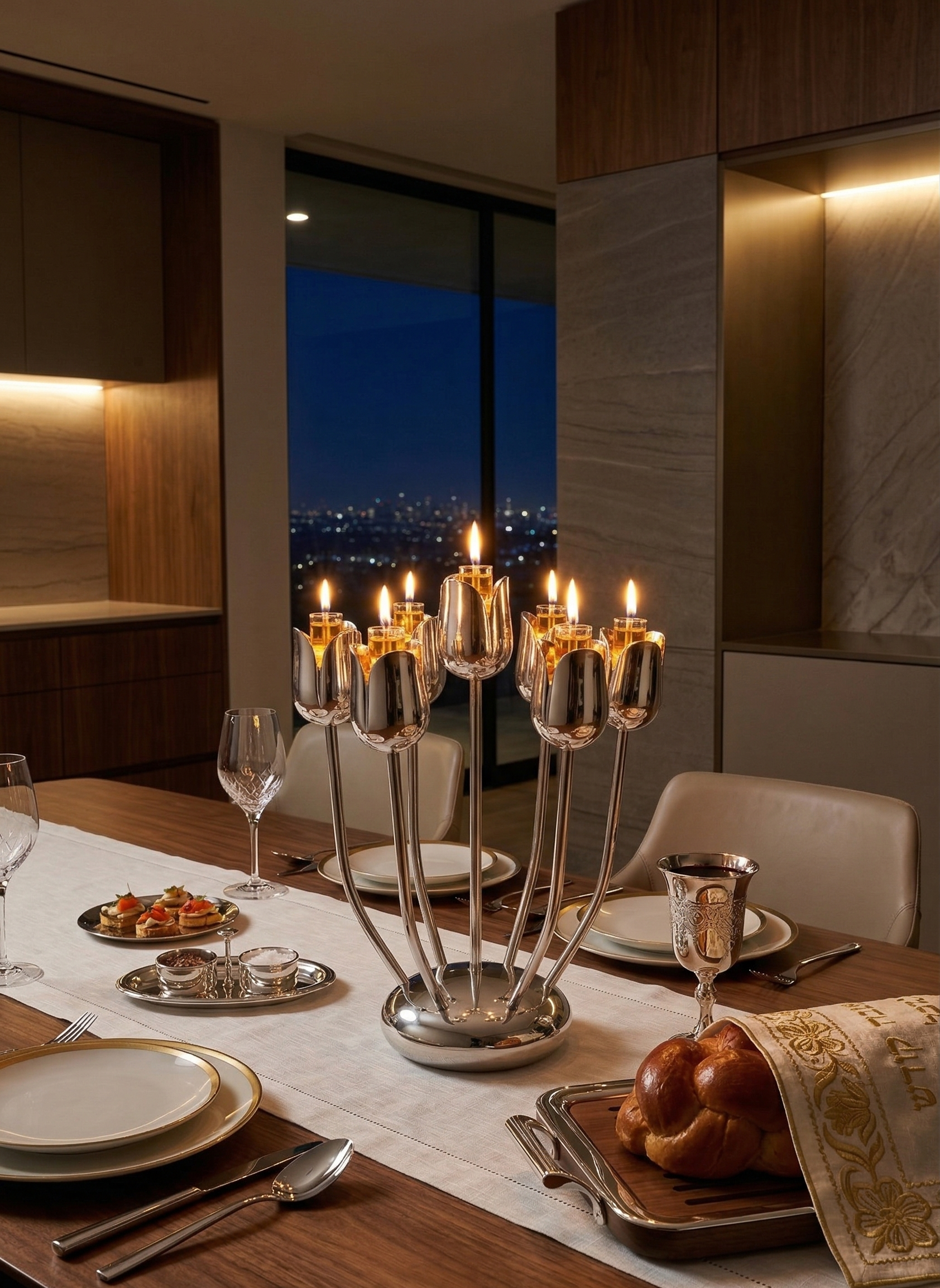 Shine Silver Tulip Candelabra From Aluminum That Non-Tarnish