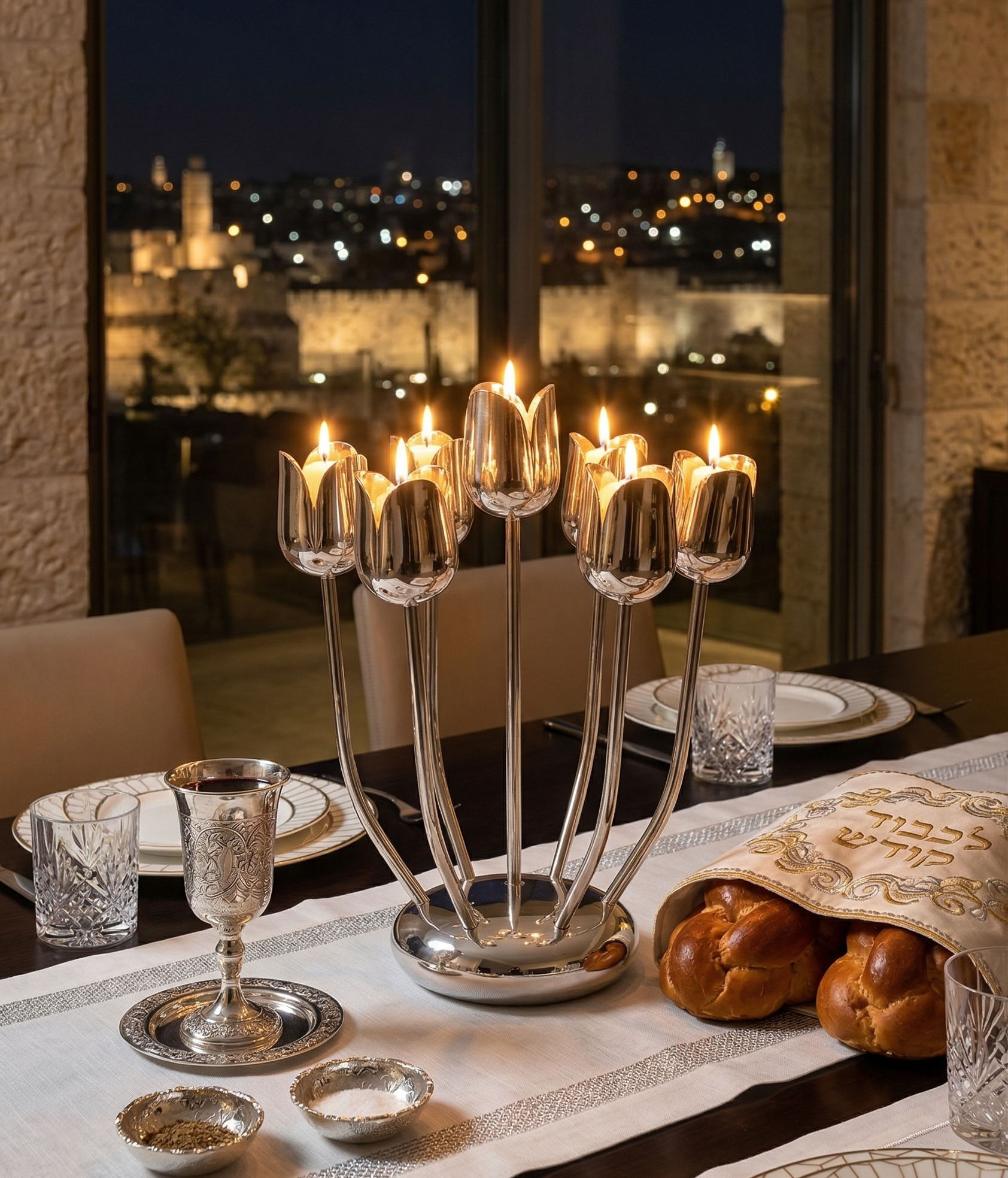 Shine Silver Tulip Candelabra From Aluminum That Non-Tarnish