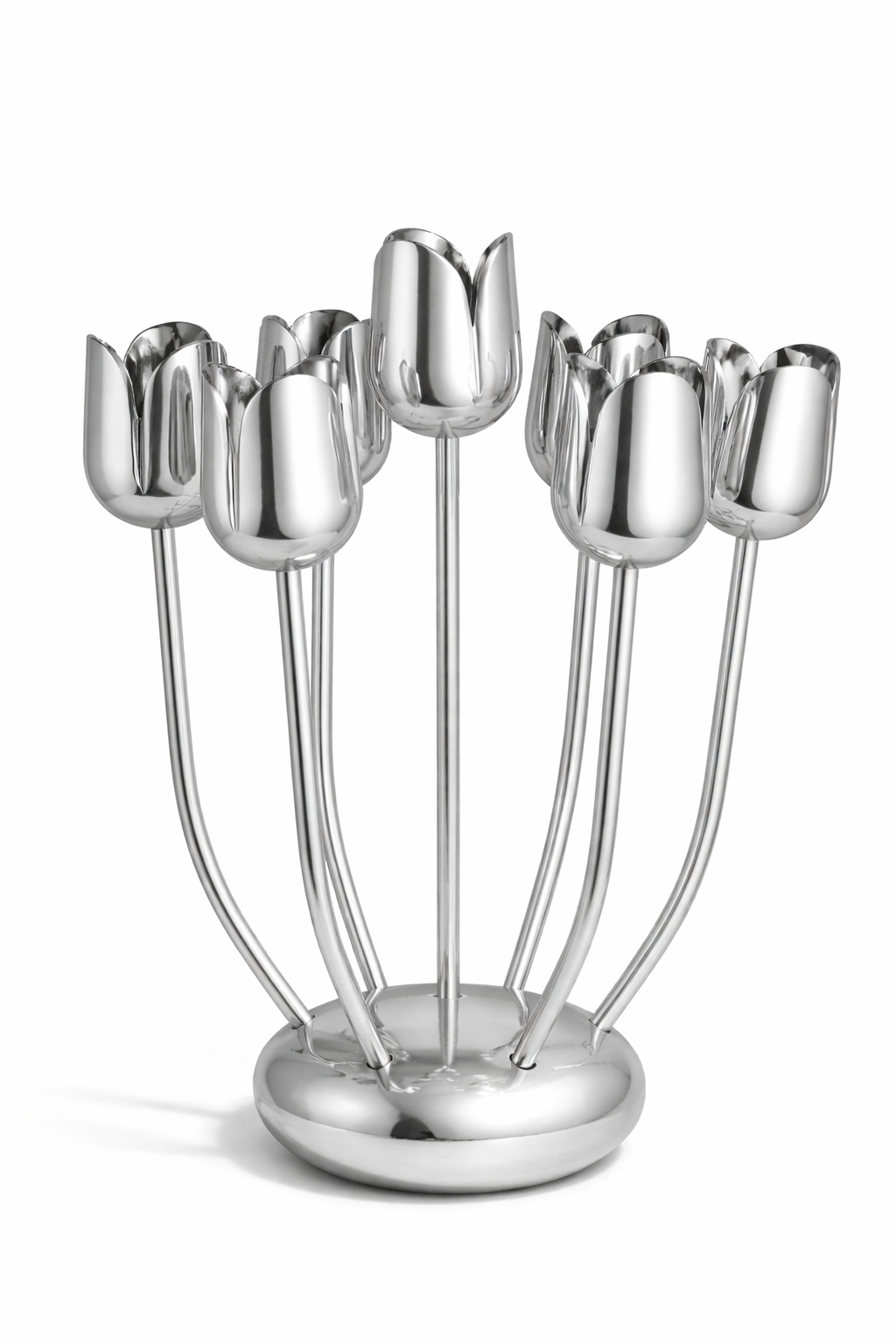 Shine Silver Tulip Candelabra From Aluminum That Non-Tarnish