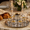 Sterling Silver Filigree Kiddush Cup Set with Eight Cups and Tray