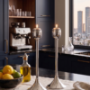Contemporary Tall Pure Silver Pillar Tulip Candlesticks for Tealights