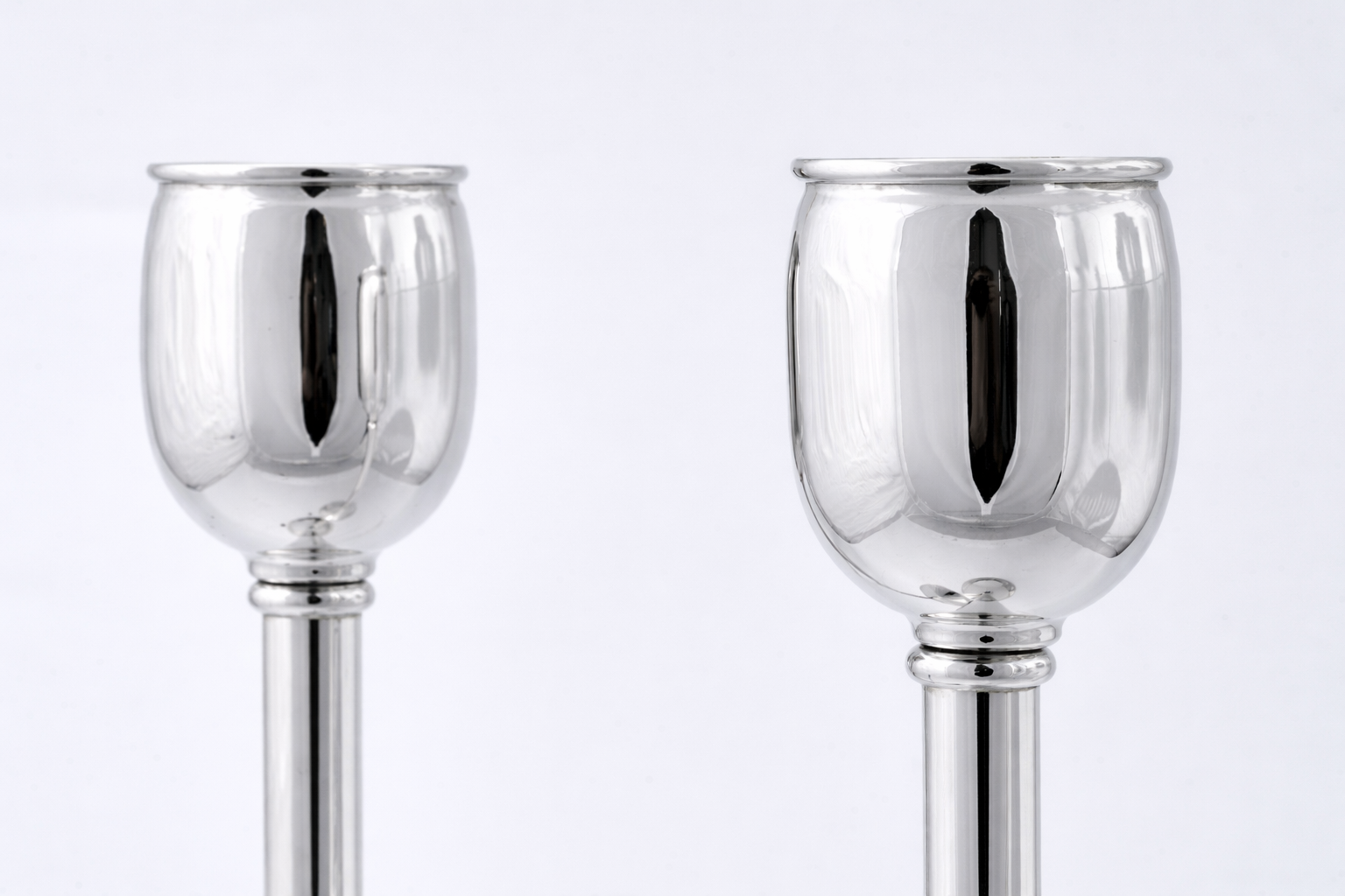 Contemporary Tall Pure Silver Pillar Tulip Candlesticks for Tealights