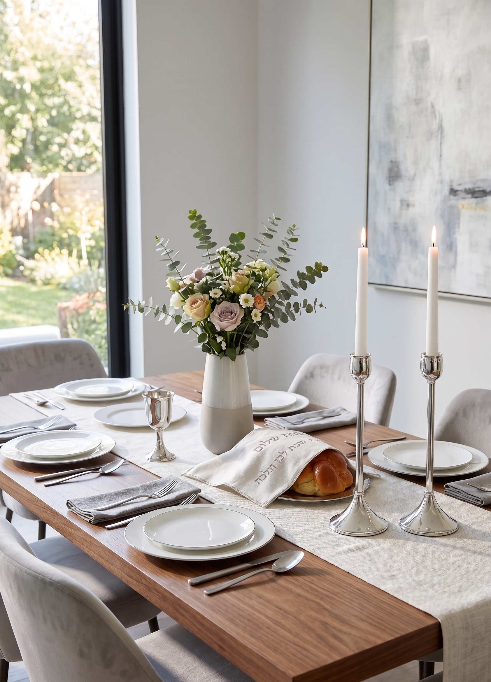 Contemporary Tall Pure Silver Pillar Tulip Candlesticks for Tealights