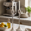 Contemporary Tall Pure Silver Pillar Tulip Candlesticks for Tealights