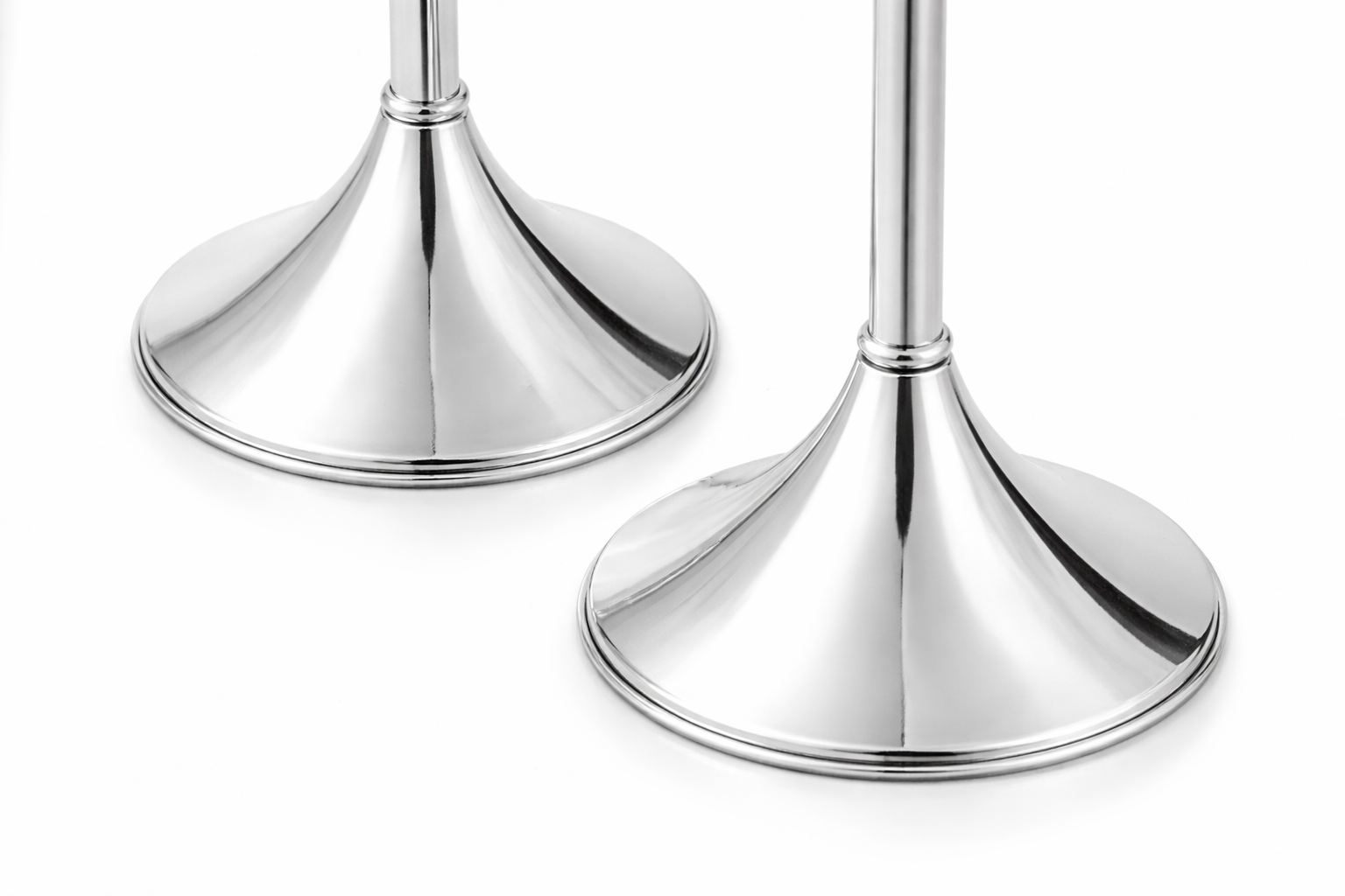 Contemporary Tall Pure Silver Pillar Tulip Candlesticks for Tealights