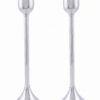 Contemporary Tall Pure Silver Pillar Tulip Candlesticks for Tealights
