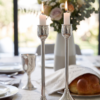 Contemporary Tall Pure Silver Pillar Tulip Candlesticks for Tealights
