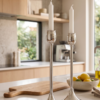 Contemporary Tall Pure Silver Pillar Tulip Candlesticks for Tealights