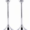 Contemporary Tall Pure Silver Pillar Tulip Candlesticks for Tealights