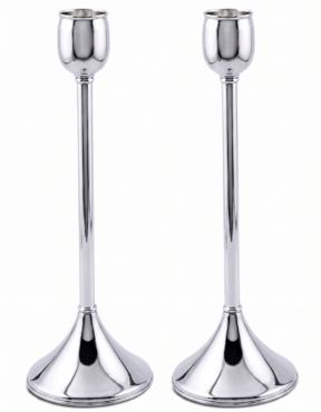 Contemporary Tall Pure Silver Pillar Tulip Candlesticks for Tealights