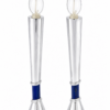 Contemporary Tall Silver Candle Holders with Blue Lapis Gemstone