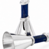 Contemporary Tall Silver Candle Holders with Blue Lapis Gemstone