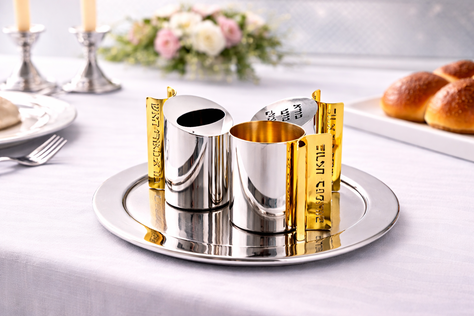 Modern Sterling Silver Conical Havdalah Set With Spheres