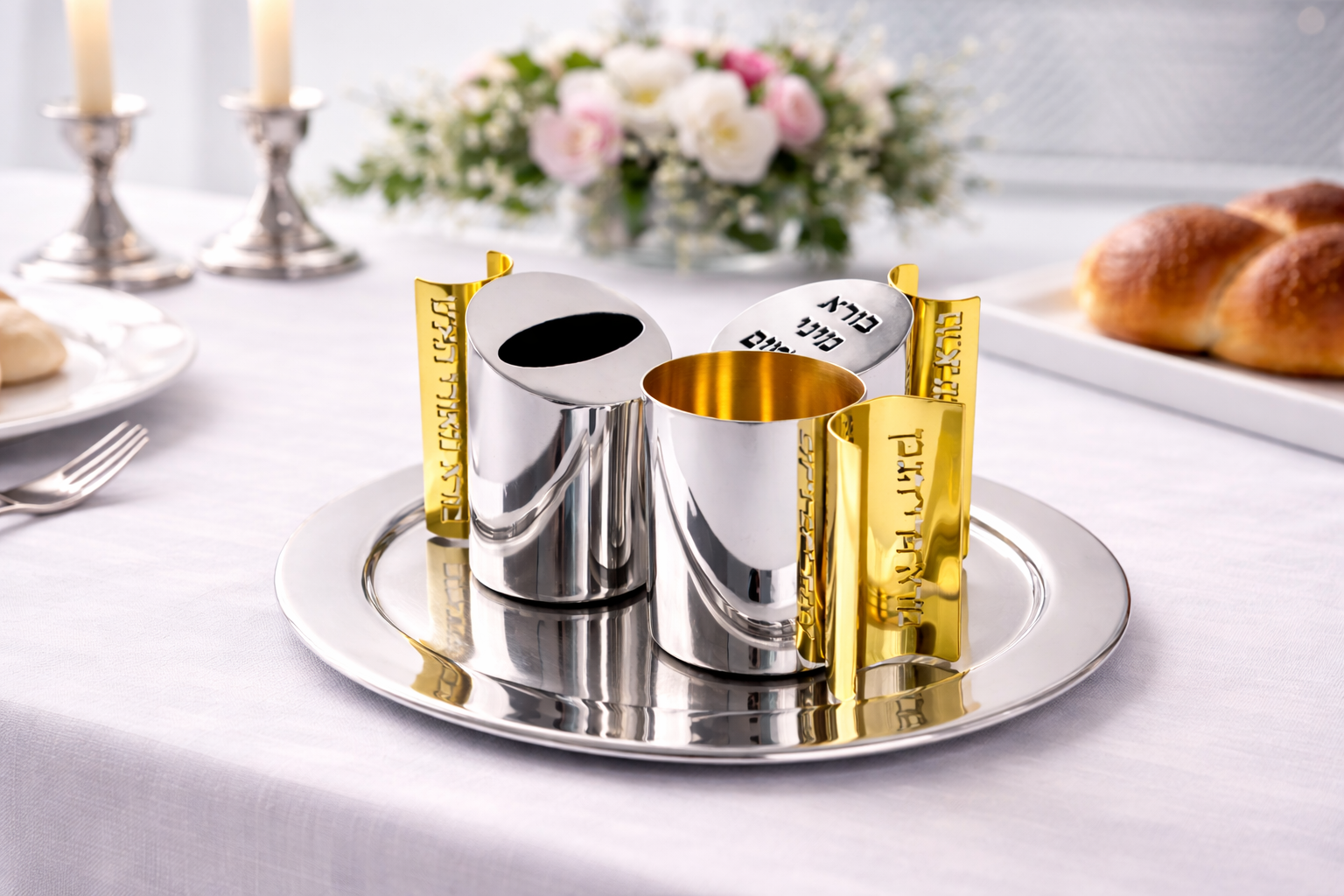 Modern Sterling Silver Conical Havdalah Set With Spheres