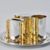 Slanted-Top Modern Sterling Silver Havdalah Set with Arch Handles