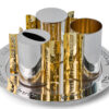 Slanted-Top Modern Sterling Silver Havdalah Set with Arch Handles